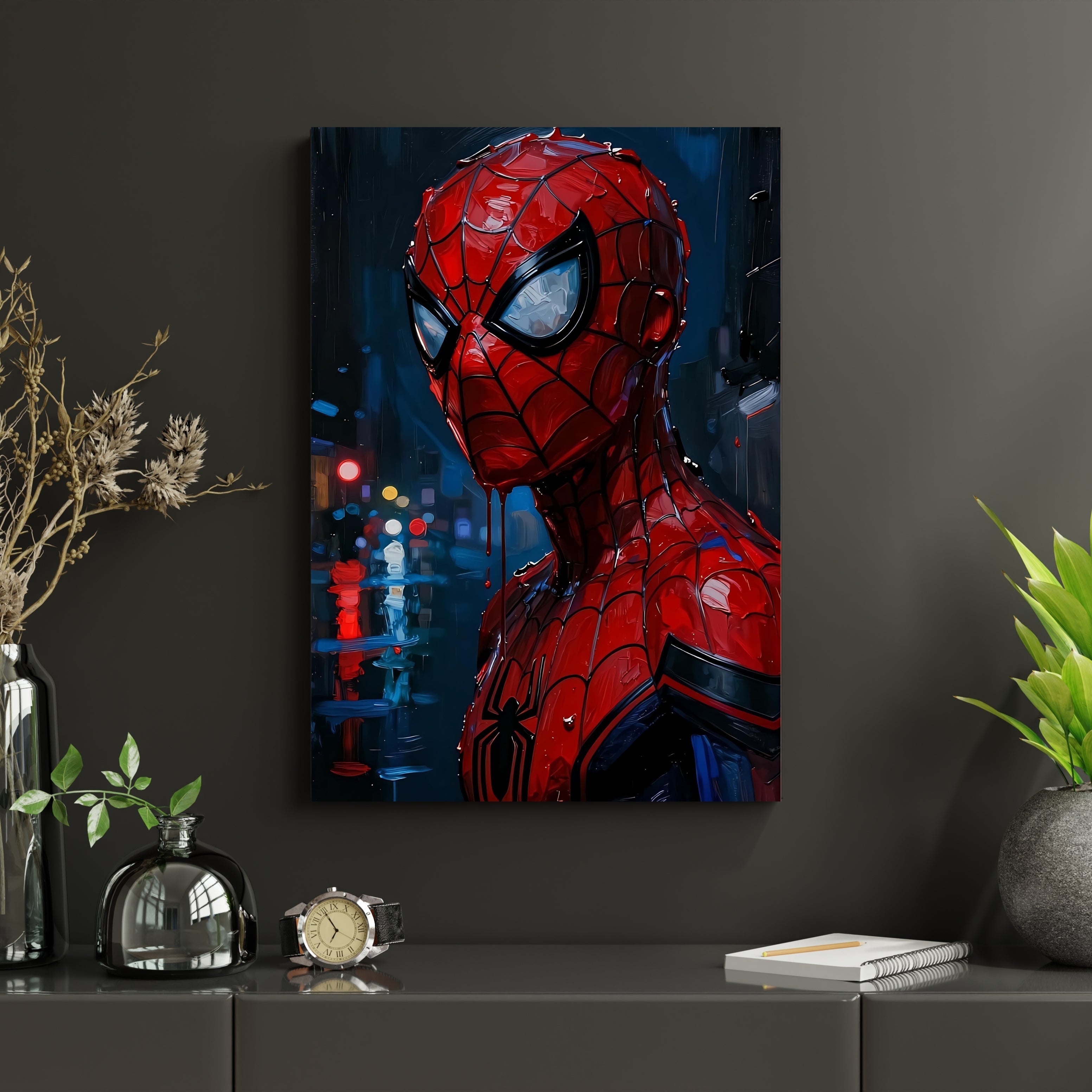 Spider-Man Aesthetic Rain Poster | Dark Marvel Wall Art Lazywalls
